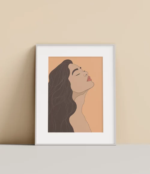 Woman eyes closed portrait - Printable